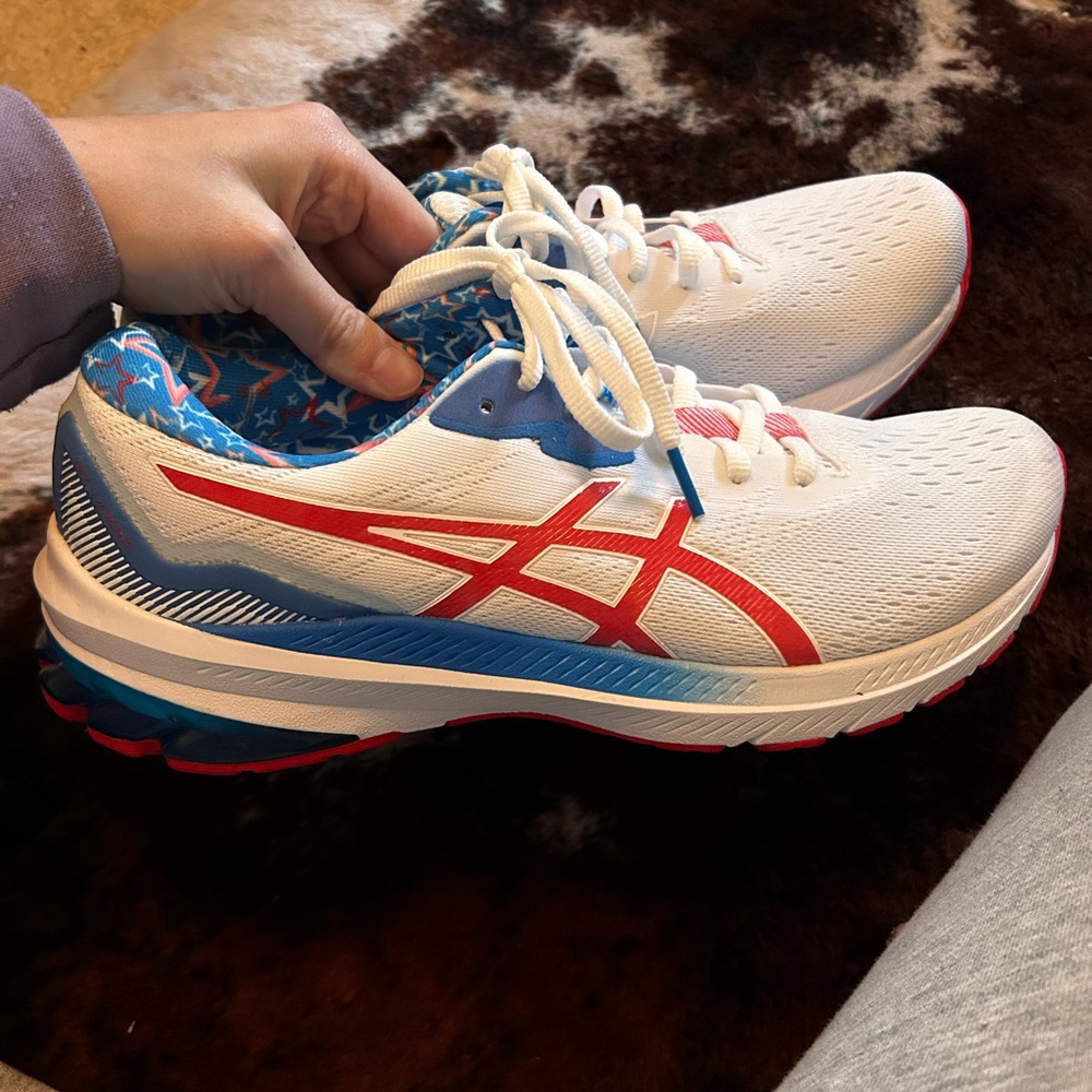 ASICS Women's White and Red Running Shoes